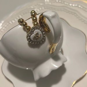 CHANEL Bracelet up-cycled heart crystal gold filled